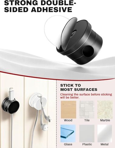 10Pack Magnetic Rotatable Cord Holder with Box, 360°Rotating Clips Cable Organizer for Nightstand, with No-Residue Strong Adhesive for Desk, Phone Cord for Home, Office, Car, Travel Accessories in Saudi Arabia
