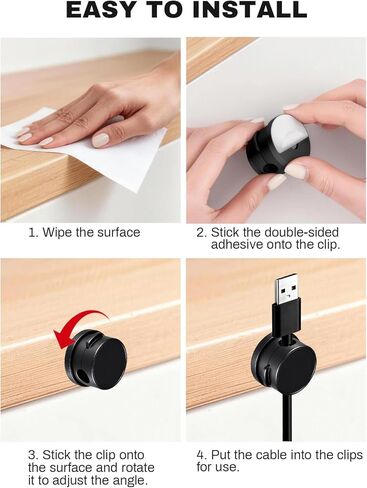 10Pack Magnetic Rotatable Cord Holder with Box, 360°Rotating Clips Cable Organizer for Nightstand, with No-Residue Strong Adhesive for Desk, Phone Cord for Home, Office, Car, Travel Accessories in Saudi Arabia