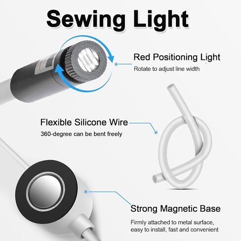 Magnetic Positioning Quilting Light, Sewing Light Seam Guide for Straight Stitching, Adjustable Quilting Light for Sewing Machine, Hands-Free Precision Quilting Aid Tool (Cross Lights) in Kuwait