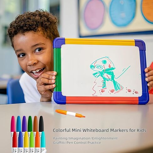 Colorful Mini Whiteboard Markers for Kids, 12 Non-Toxic Fine Tip Dry Erase Markers, Low-Odor Doodling & Drawing Pens, 3.8in Small Art Set for School & Home (12 Pack) in Saudi Arabia