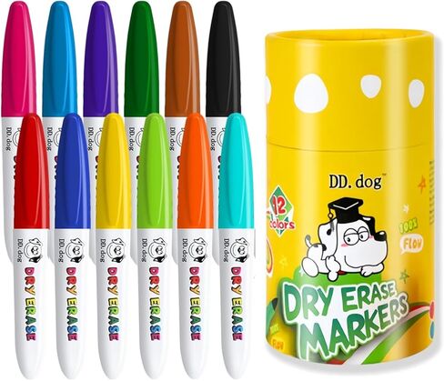 Colorful Mini Whiteboard Markers for Kids, 12 Non-Toxic Fine Tip Dry Erase Markers, Low-Odor Doodling & Drawing Pens, 3.8in Small Art Set for School & Home (12 Pack) in Saudi Arabia