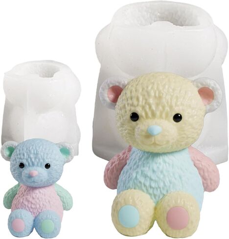 2PCS Bear Molds for Taba Squishy, Cute 3D Animal Silicone Molds with Detailed Texture, Resin Casting Demolding Molds for Stress Relief DIY Gift, Soap, Candle, Super Soft Silicone Rubber in Saudi Arabia