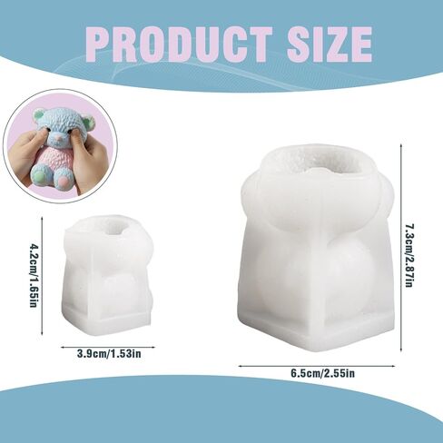 2PCS Bear Molds for Taba Squishy, Cute 3D Animal Silicone Molds with Detailed Texture, Resin Casting Demolding Molds for Stress Relief DIY Gift, Soap, Candle, Super Soft Silicone Rubber in Saudi Arabia