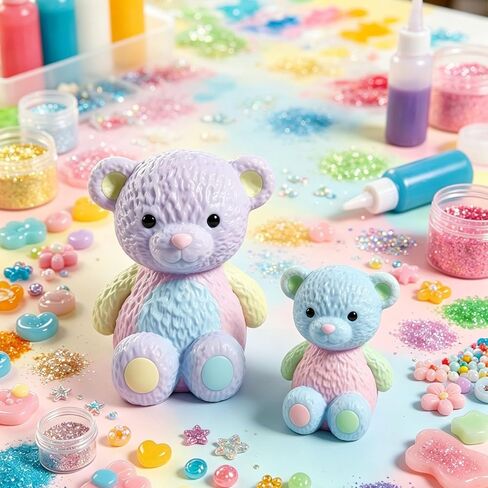 2PCS Bear Molds for Taba Squishy, Cute 3D Animal Silicone Molds with Detailed Texture, Resin Casting Demolding Molds for Stress Relief DIY Gift, Soap, Candle, Super Soft Silicone Rubber in Saudi Arabia