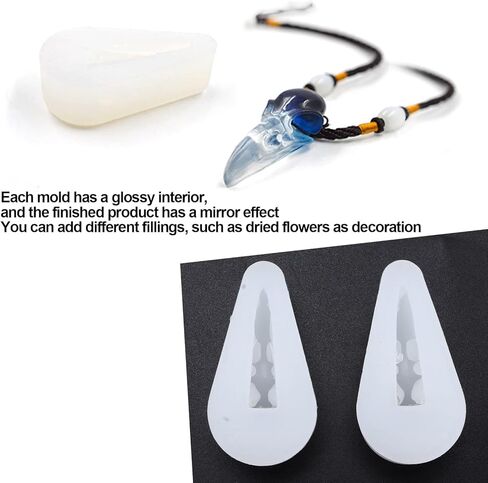 2pcs Skull Molds for Resin, Skull Silicone Mold, Silicone Molding Raven Pendant, Soft Shiny Halloween Crow Style Resin Casting Mold for DIY Projects in Kuwait