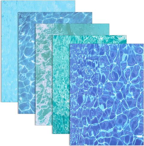 5 Sheets Ripple Water Sticker, A4 Size Artificial Water Effect Paper for Diorama, Self-Adhesive Pvc Coated Paper Sheets for Miniature Lake River Scene Scenery DIY Supplies, 11.7x8.3 Inch Multicolor in Kuwait