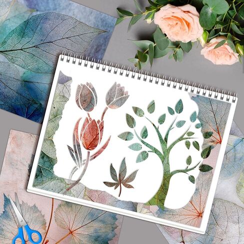 Konsait 24 Sheets Leaf Texture Origami Papers 6x6, Single Sided Leaves Decorative Cardstock Pattern Papers Plant Craft Paper Sheets for Card Making Scrapbook Supplies in Kuwait