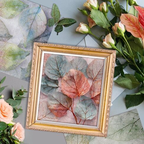 Konsait 24 Sheets Leaf Texture Origami Papers 6x6, Single Sided Leaves Decorative Cardstock Pattern Papers Plant Craft Paper Sheets for Card Making Scrapbook Supplies in Kuwait