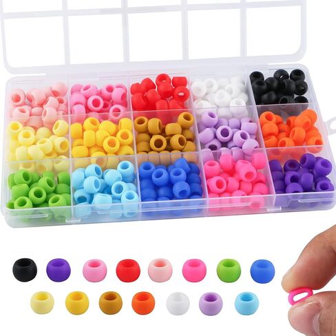 300Pcs 6 * 9mm Small Silicone Beads for Hair, Silicone Pony Beads with 5mm Large Hole for Hair Braiding DIY Decoration(Multicolor) in Saudi Arabia