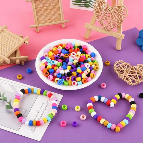 300Pcs 6 * 9mm Small Silicone Beads for Hair, Silicone Pony Beads with 5mm Large Hole for Hair Braiding DIY Decoration(Multicolor) in Saudi Arabia