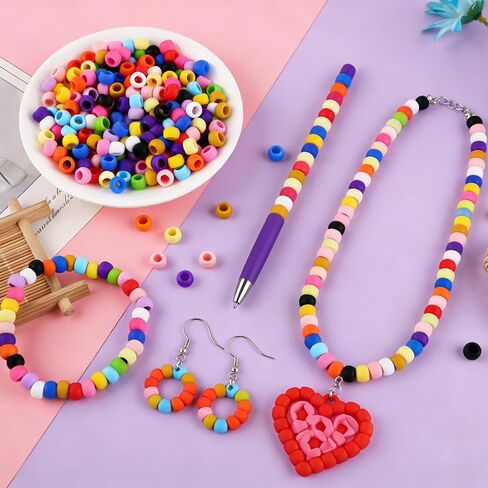 300Pcs 6 * 9mm Small Silicone Beads for Hair, Silicone Pony Beads with 5mm Large Hole for Hair Braiding DIY Decoration(Multicolor) in Saudi Arabia