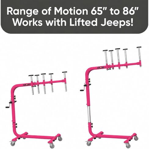 Hard Top Remover Lift for Jeep Wranglers: 1997-to-Present JK JKU JL JLU TJ CJ, 2&4 Door Lifted Jeeps, 4 Door Bronco. Easy Assembly. One Person System. Hardtop Removal/Installation in Minutes. Patented in Saudi Arabia