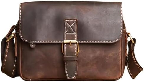 Leather Retro Crossbody Sling Bag | Handmade Shoulder Side Satchel-Buckle Closure & Adjustable Strap | Travel With Multiple Pockets | Easy To Carry in Kuwait