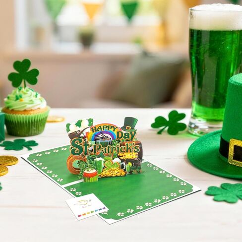Magic Ants St. Patrick's Day Pop-Up Card | Rainbow, Shamrocks, Leprechaun Hat, Pot of Gold | Festive 3D Design | Happy St. Patrick's Day | Irish Greeting Card in Kuwait