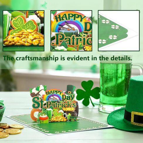 Magic Ants St. Patrick's Day Pop-Up Card | Rainbow, Shamrocks, Leprechaun Hat, Pot of Gold | Festive 3D Design | Happy St. Patrick's Day | Irish Greeting Card in Kuwait