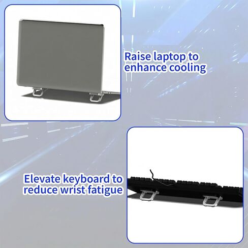 2PCS Keyboard Stand for Desktop - Portable Keyboard Riser & Lift, Self-Adhesive Foldable Keyboard Feet for Desk, Mini Invisible Laptop Stand for Keyboards & Keyboard Riser for Desk Laptop Stand Feet in Kuwait
