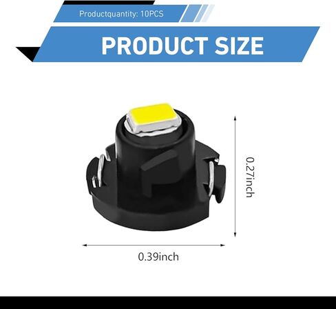 10PCS T4.2 LED Bulb Car Interior Lights, T4 Bulbs Dash Light, 10mm Base 3030 SMD Chip Neo Wedge LED Instrument Cluster Bulb, Super Bright Climate Control Switch Indication Bulbs (White) in Saudi Arabia