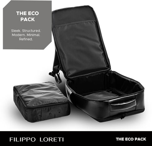 FILIPPO LORETI Leather Travel Backpack with Laptop Compartment fits 16", Anti-Theft Fashion Designer Carry-on Bag, Functional, Durable with Multiple Organizational Pockets, Eco-Friendly, Black in Saudi Arabia