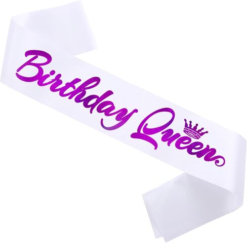 Birthday Queen Sash, Birthday Sash for Women Funny Birthday Party Decorations Suppiles Gift Ideas, Purple+ Silver Foil in Saudi Arabia