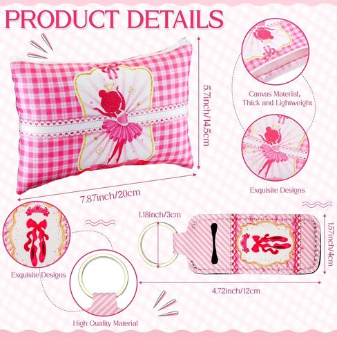 60 Pcs Ballerina Party Favors Set Ballet Party Supplies Decoration 12 Makeup Bags 12 Bracelets 12 Knotted Rubber Bands 12 Keychains 12 Elastic Scrunchies for Girl Daughter Dancing Gift in Kuwait