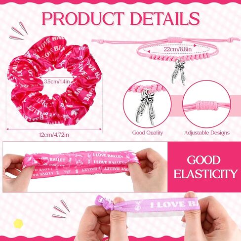 60 Pcs Ballerina Party Favors Set Ballet Party Supplies Decoration 12 Makeup Bags 12 Bracelets 12 Knotted Rubber Bands 12 Keychains 12 Elastic Scrunchies for Girl Daughter Dancing Gift in Kuwait