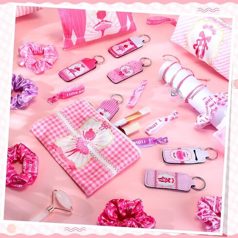 60 Pcs Ballerina Party Favors Set Ballet Party Supplies Decoration 12 Makeup Bags 12 Bracelets 12 Knotted Rubber Bands 12 Keychains 12 Elastic Scrunchies for Girl Daughter Dancing Gift in Kuwait