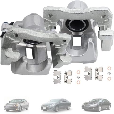 زوج فرجار فرامل القرص الخلفي وفرجار الفرامل مع دعامة تناسب Toyota Camry 2007-2011 Avalon 2008-2011 Lexus ES350 2007-2012 FIT استبدال خلفي يسار ويمين 19B3131 19B3130 قطعتان in Kuwait
