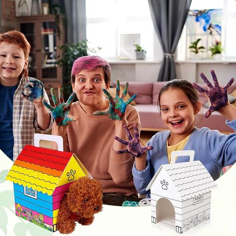 HCEWSBFD 24 Pcs Dog Party Supplies Adopt a Puppy Boxes with Handle Coloring Your Own Dog House Shaped Gift Boxes with Holes for Pet Adoption Puppy Pet DIY Crafting Animal Theme Birthday Party Gifts in Saudi Arabia