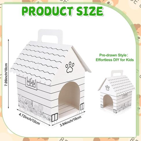 HCEWSBFD 24 Pcs Dog Party Supplies Adopt a Puppy Boxes with Handle Coloring Your Own Dog House Shaped Gift Boxes with Holes for Pet Adoption Puppy Pet DIY Crafting Animal Theme Birthday Party Gifts in Saudi Arabia