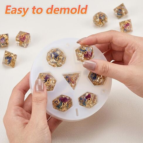 Silicone Molds 7 Cavities for DIY Dice Making, Polyhedral Stereoscopic Dice Molds, Table Board Game Accessory,Craft Tool, Silicone Home Party Gift, Creative Game Lovers Present in Saudi Arabia