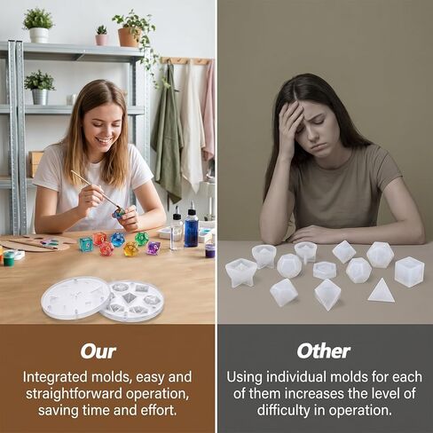 Silicone Molds 7 Cavities for DIY Dice Making, Polyhedral Stereoscopic Dice Molds, Table Board Game Accessory,Craft Tool, Silicone Home Party Gift, Creative Game Lovers Present in Saudi Arabia