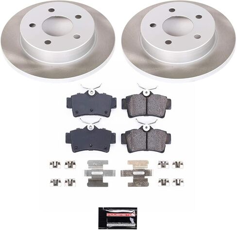 طقم فرامل خلفية PowerStop لسيارة Ford Mustang 1994-04 - وسادات فرامل سيراميك + استبدال دوارات شبه مطلية، SC1303 in Kuwait
