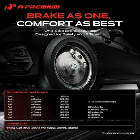 A-Premium 14.02 inch (356 mm) Front Vented Disc Brake Rotors + Ceramic Pads Kit Compatible with Select Audi Model - 2017-2018 A6, 2012-2019 A6 Quattro, 2012-2018 A7 Quattro, 2013-2018 A8 Quattro, S7 in Kuwait