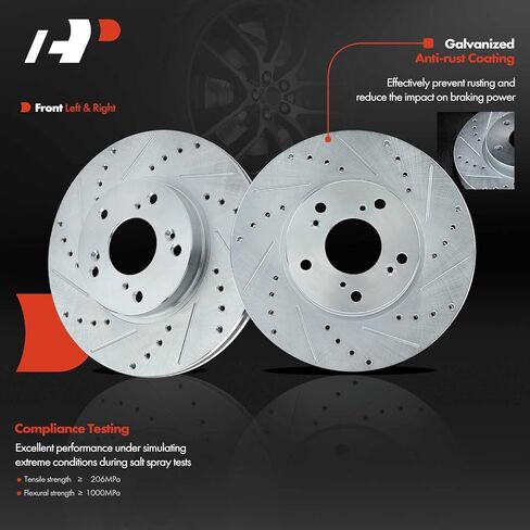 A-Premium Front Drilled and Slotted Disc Brake Rotors and Ceramic Pads Kit with Calipers Compatible with Honda Civic 2013-2018, Accord 2003-2017, CR-Z 2016 & Acura ILX 2014-2015 8-PC Set in Kuwait