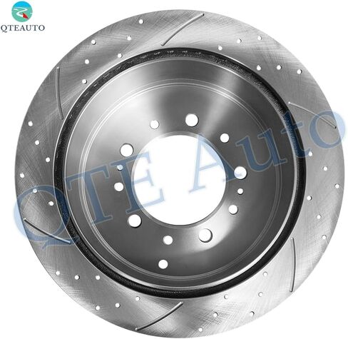 PM Auto Set of 6 Rear 345mm Drilled Slotted Brake Disc Rotors-Ceramic Brake Pad Kit Replacement For 2007-2021 Toyota Tundra in Kuwait