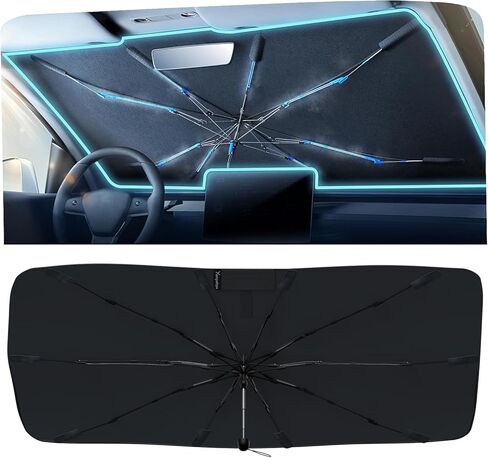 Car Windshield Sun Shade Umbrella, Car Sun Shade Windshield for Auto Trucks Sedan SUV Keeps Vehicle Cool Heat Insulation-M-Black in Saudi Arabia