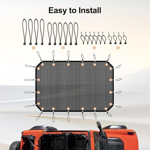 Sunshade for Bronco Accessories Bimini Sun Shade Top, Mesh Sunshade for Bronco 4-Door Blocks UV, Bikini Top Cover for Bronco 2021 2022 2023 2024 2025 2026 in Saudi Arabia