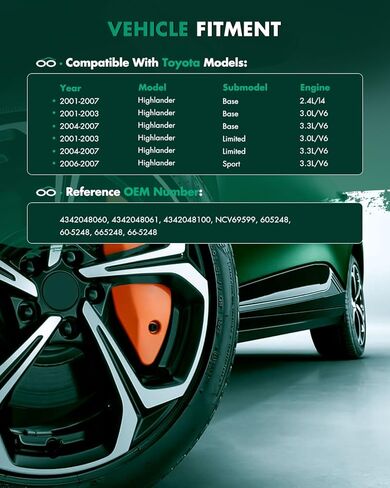 مجموعة عمود محرك المحور الأمامي من SCITOO مناسبة لتويوتا لهايلاندر 2.4L 2001-2007، لتويوتا لهايلاندر 3.0L 2001-2003، لهايلاندر 3.3L 2004-2007 الجانب الأيسر الأمامي NCV69599 66-5248 AWD in Kuwait