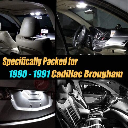 10Pc Super White 6000k Car Interior LED Light Bulb Kit Pack Compatible for 1990-1991 Cadillac Brougham in Kuwait