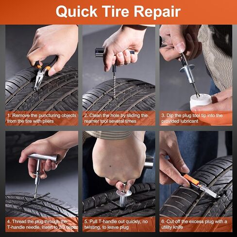 ValueMax Tire Repair Kit, 38PCS Universal Heavy Duty Car Tool Kit for Fix Punctures, Tire Plug Tools for Cars, Motorcycles, ATV, SUV, RV, Tractors, Trucks, etc. in Kuwait