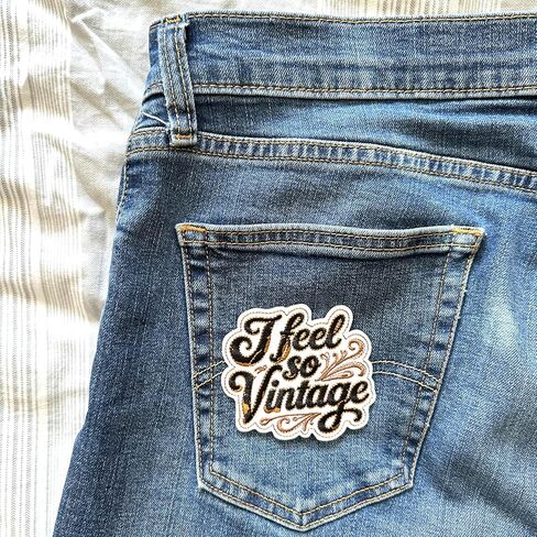 3.5" I Feel So Vintage Iron On Patch - Embroidered Vintage Morale Tactical Applique Appliques Iron On Sew On Patches for Holes, Clothing, Jeans, Hat, Backpacks, Clothes in Kuwait