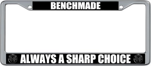 إطار لوحة ترخيص بتصميم دائرة سوداء بشعار فراشة Benchmade (عبوة من قطعتين)، حامل بطاقات سيارة من الكروم in Saudi Arabia