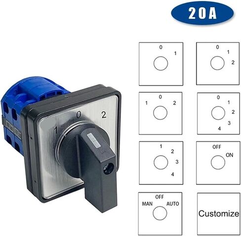 690V 20A Electric 8 Terminals LW26-20/2 LW28-20 YMW26 Series Silver Contact Rotary Changeover Cam Switch(MAN-Off-AUTO) in Kuwait