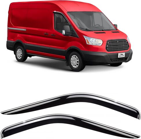 Voron Glass Chrome Trim Tape-on Extra Durable Rain Guards for Ford Transit 2014-2026, Window Deflectors, Vent Window Visors, 2 Pieces - 100553 in Saudi Arabia