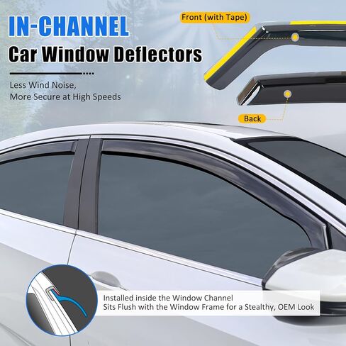 FREEMOTOR802 in-Channel Car Window Deflectors, Compatible with 2019-2025 Mercedes-Benz W907 Sprinter 1500 2500 3500, Black PC Polycarbonate Rain Guards Side Window Visors Wind Deflectors, 2-Piece Set in Kuwait