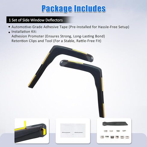FREEMOTOR802 in-Channel Car Window Deflectors, Compatible with 2019-2025 Mercedes-Benz W907 Sprinter 1500 2500 3500, Black PC Polycarbonate Rain Guards Side Window Visors Wind Deflectors, 2-Piece Set in Kuwait