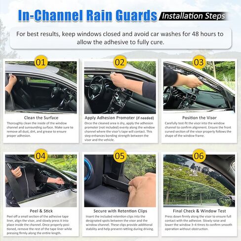 FREEMOTOR802 in-Channel Car Window Deflectors, Compatible with 2019-2025 Mercedes-Benz W907 Sprinter 1500 2500 3500, Black PC Polycarbonate Rain Guards Side Window Visors Wind Deflectors, 2-Piece Set in Kuwait