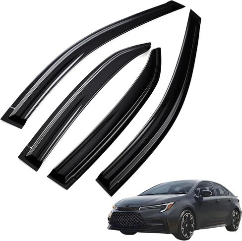Tape on Wind Noise Reduction Rain Guards for 2013-2018 Corolla, 4-Piece Side Window Visors, UV Resistant & Weatherproof, No Drill Installation in Saudi Arabia