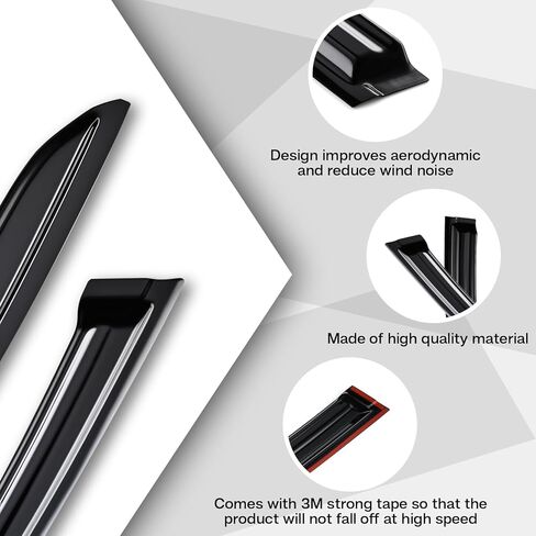 Tape on Wind Noise Reduction Rain Guards for 2013-2018 Corolla, 4-Piece Side Window Visors, UV Resistant & Weatherproof, No Drill Installation in Saudi Arabia