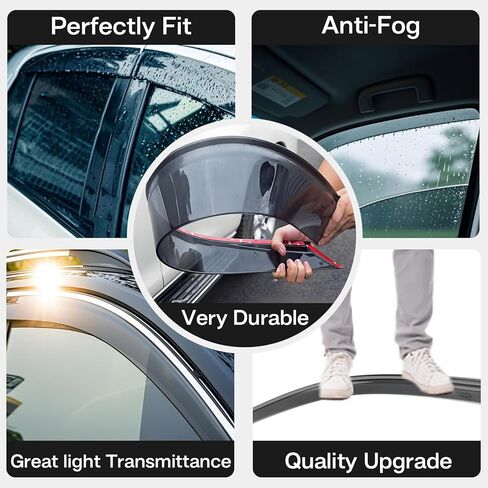 Tape on Wind Noise Reduction Rain Guards for 2013-2018 Corolla, 4-Piece Side Window Visors, UV Resistant & Weatherproof, No Drill Installation in Saudi Arabia